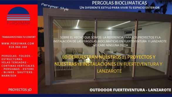 VENTA,PROYECTOS,INSTALACIONES PERGOLS BIOCLIMATICAS SAXUN