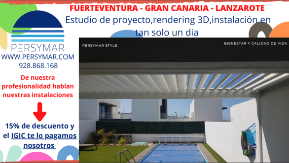 outdoor solutions,pergolas,aluminio,Raúl Bettini,pergolas de madera,pergolas bioclimaticas en fuerteventura,lanzarote,saxun,persymar